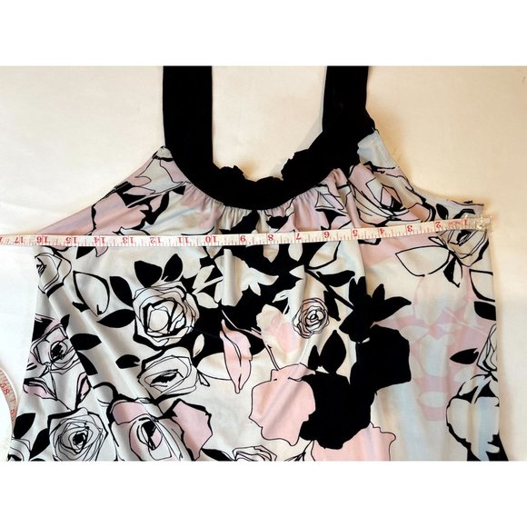 Linea Donatella Womens Floral Blouse Top Peplum Hem Backless Black Pink Size S - Picture 3 of 4